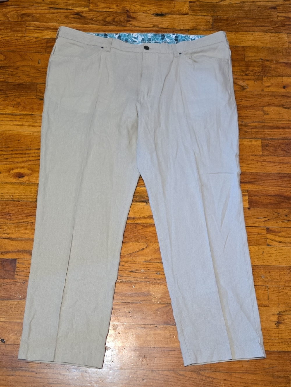 Cubavera Pants Mens 42x32 *(29) Beige Linen Blend Flat Front Straight Chino